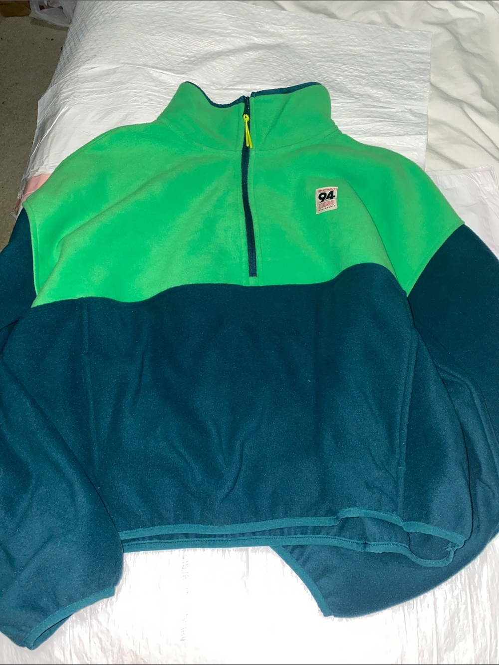 Old Navy Green and Teal Half-Zip Fleece Pullover
